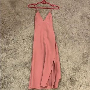 Topshop body hugging pink dress with slit